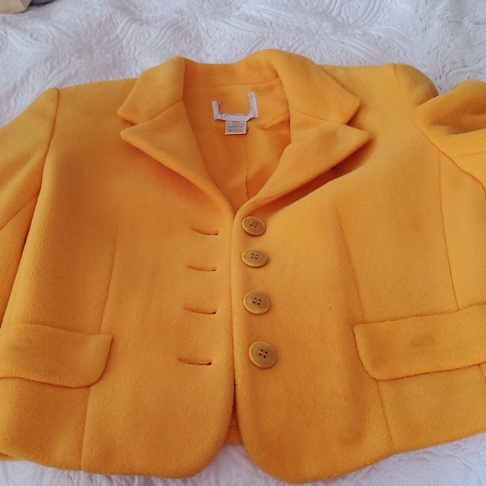 Womens yellow  fleece lined jacket - Picture 6 of 6